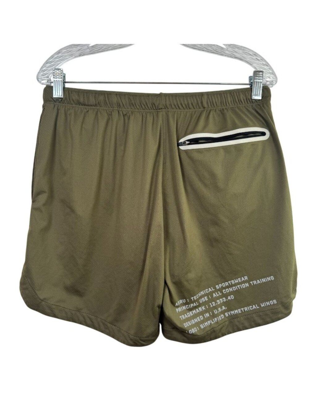 ASRV Mens Olive Green Trainlite Liner Technical Training Shorts Size Medium